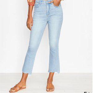 LOFT Curvy Chewed Hem High Rise Kick Crop Jeans In Light Wash